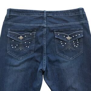 True Devotion, 5 Pocket, Stretch Blue Jeans 20W Straight Leg Dark Wash High Rise